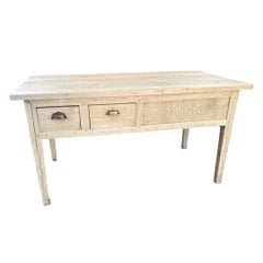 Antique 19th Century Dutch Bleached Cherry Kitchen Table / Butcher Table