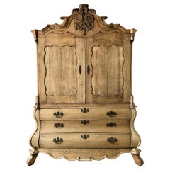 Antique 19th Century Dutch Bleached Oak Cabinet