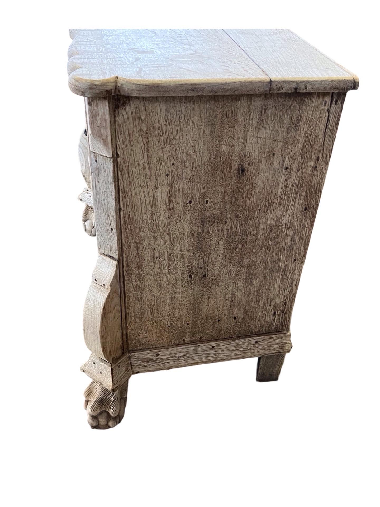 Rustic 19th Century Dutch Bleached Oak Chest of Drawer