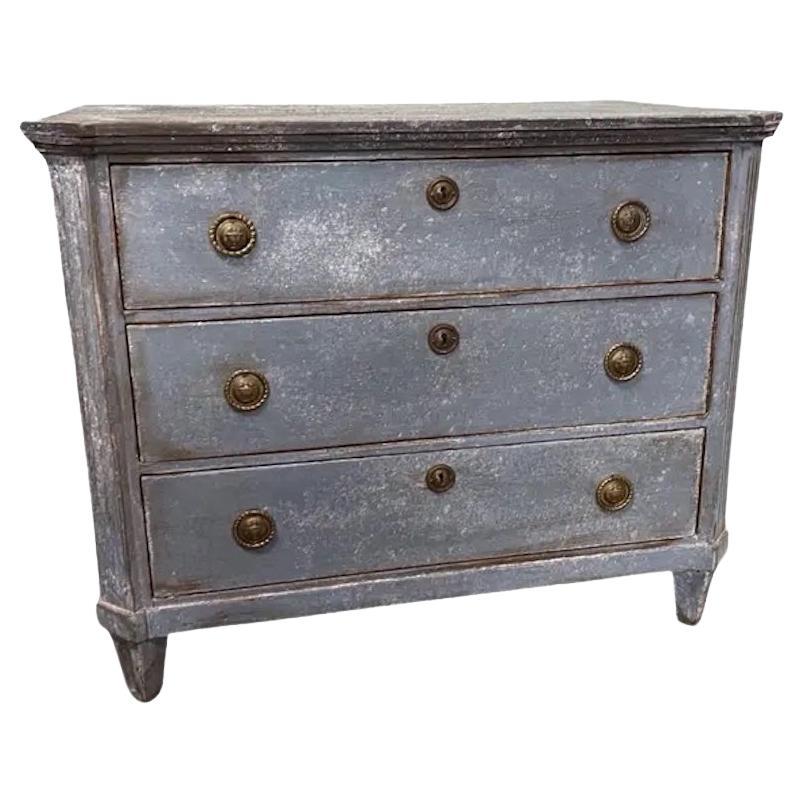 Cassettiera olandese blu del XIX secolo