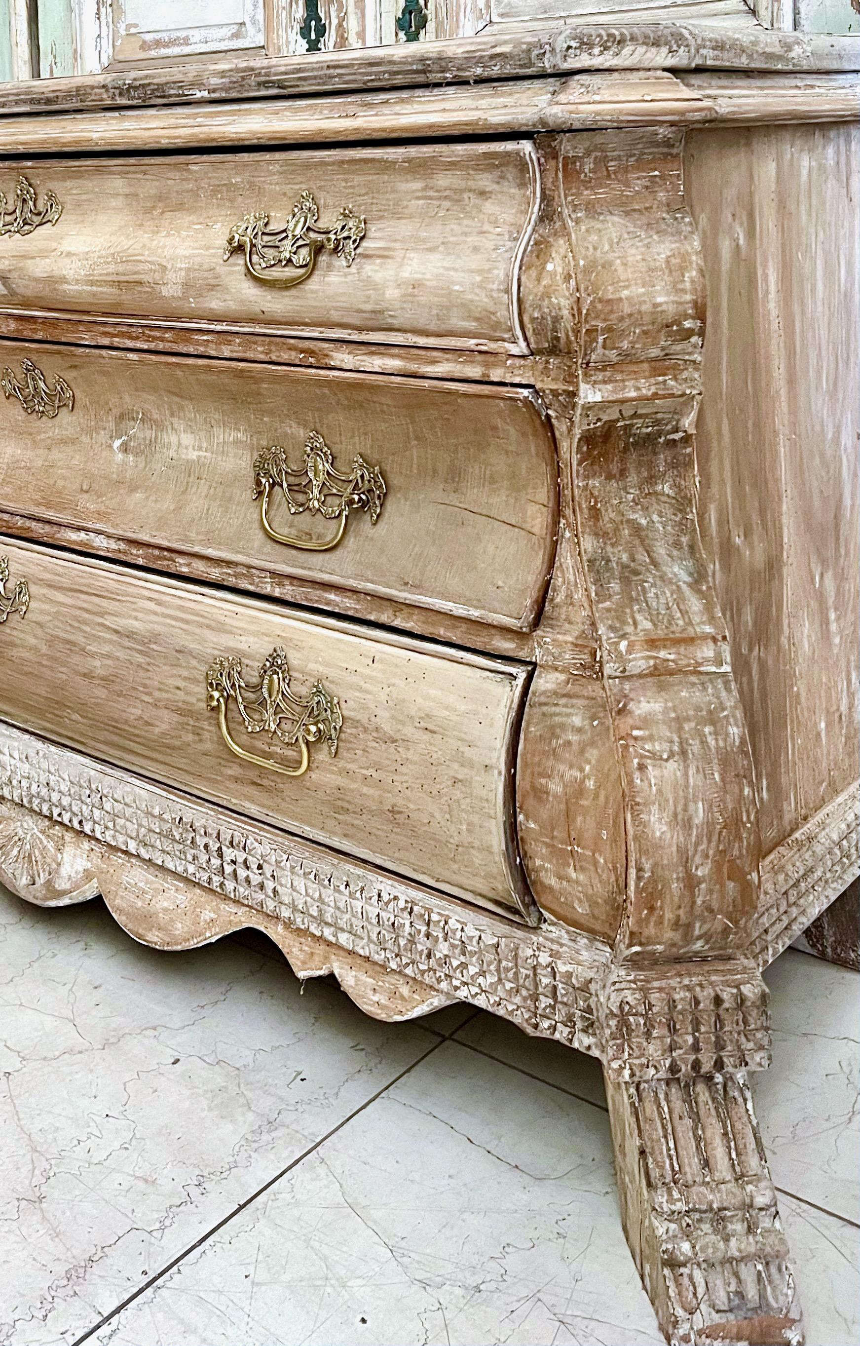 Bleached 19th Century Dutch Bombe Commode