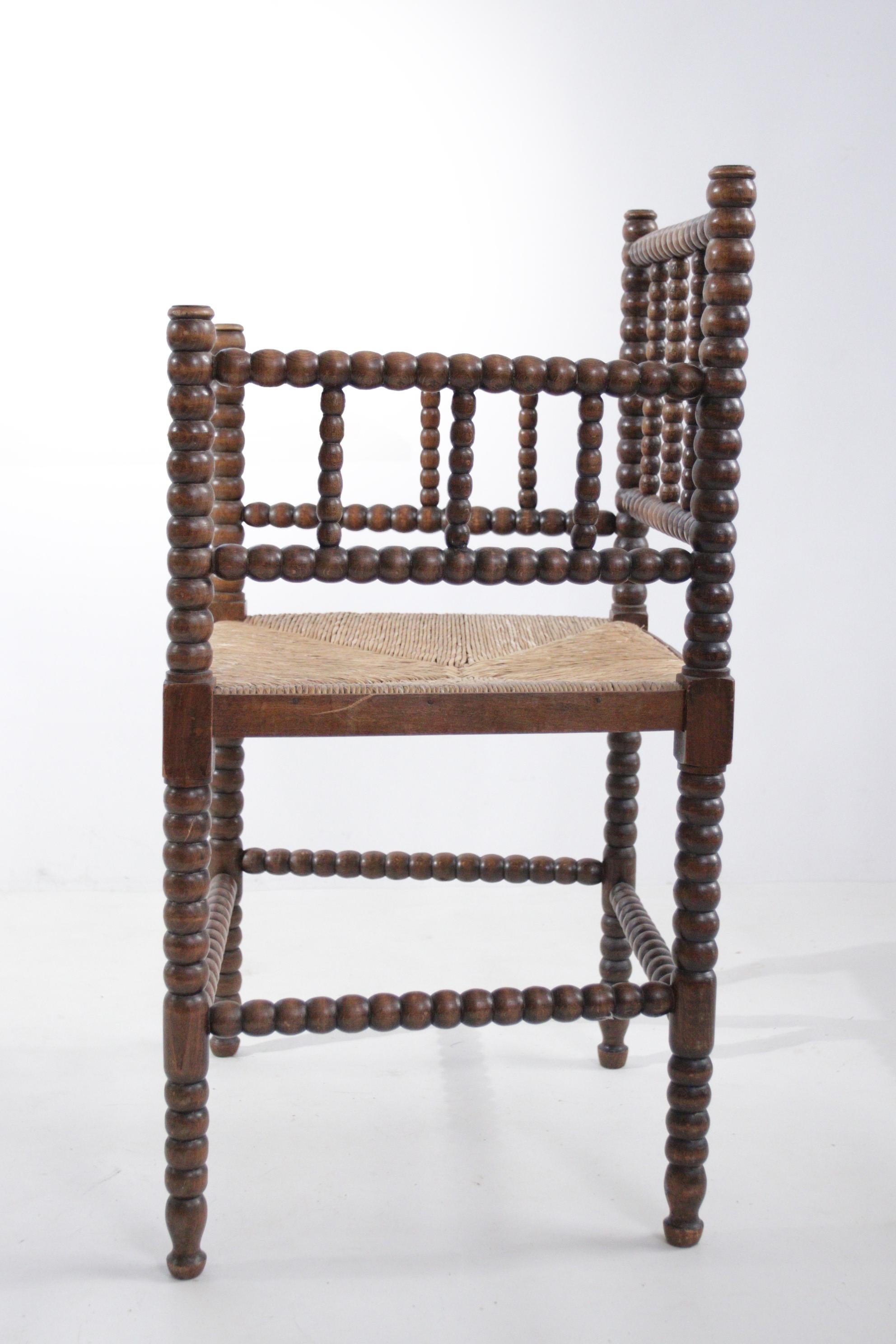 Hand-Woven 19th Century Dutch Bonnin Wooden Armchair For Sale