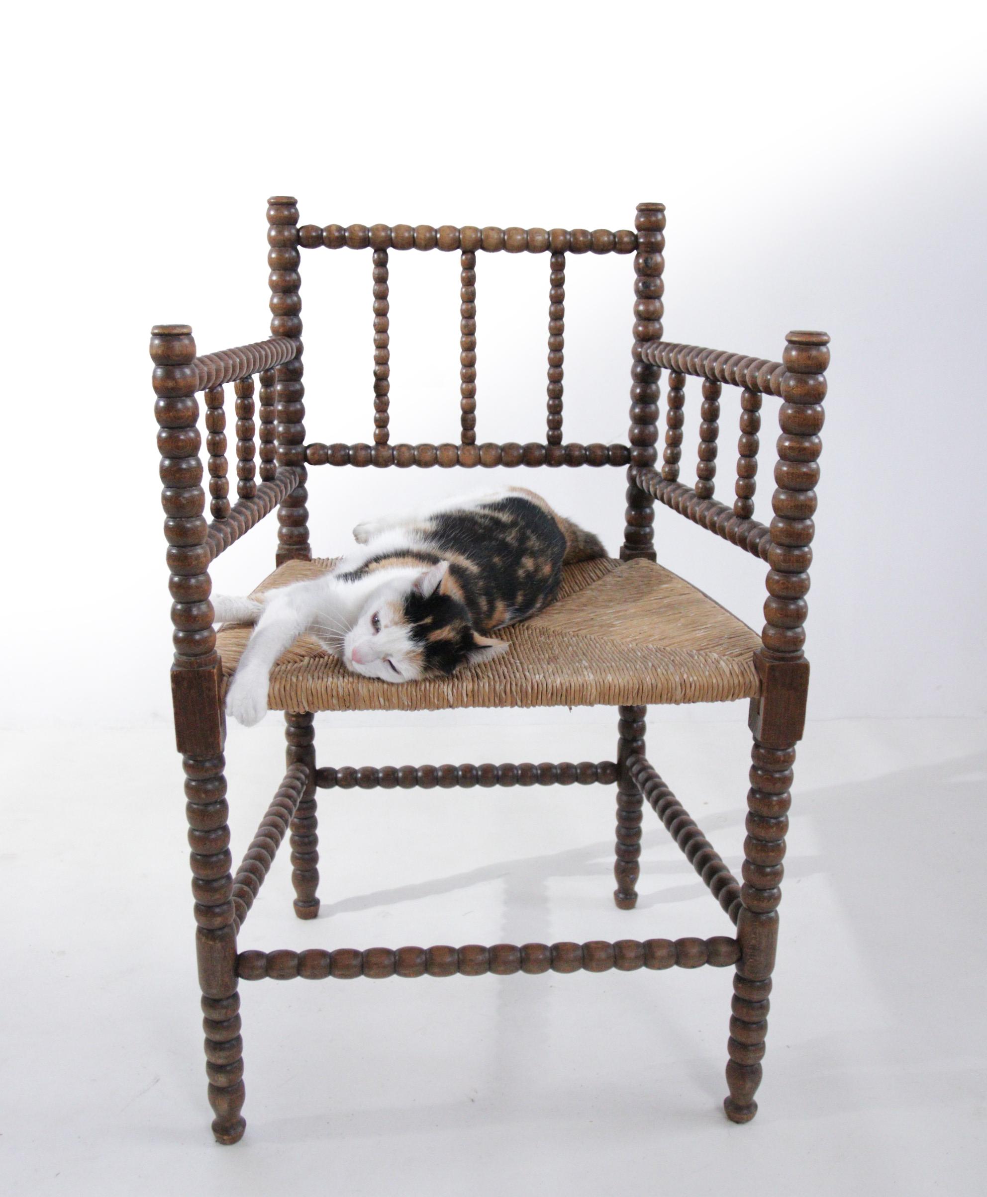 19th Century Dutch Bonnin Wooden Armchair In Good Condition For Sale In Boven Leeuwen, NL