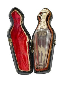 19th Century Dutch Boxed Crystal and Gold scent- or perfume bottle