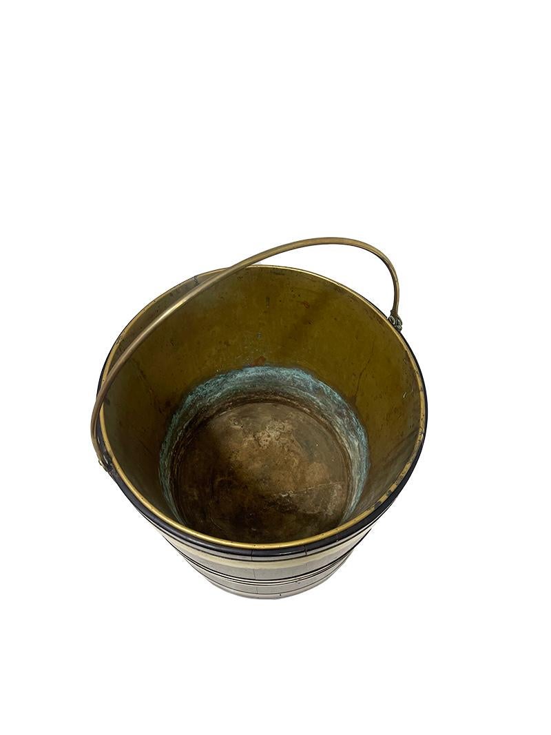 Brass 19th Century Dutch brass bound water bucket For Sale