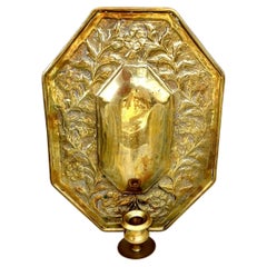 19th Century Dutch Brass Candleholder Wall Sconce 