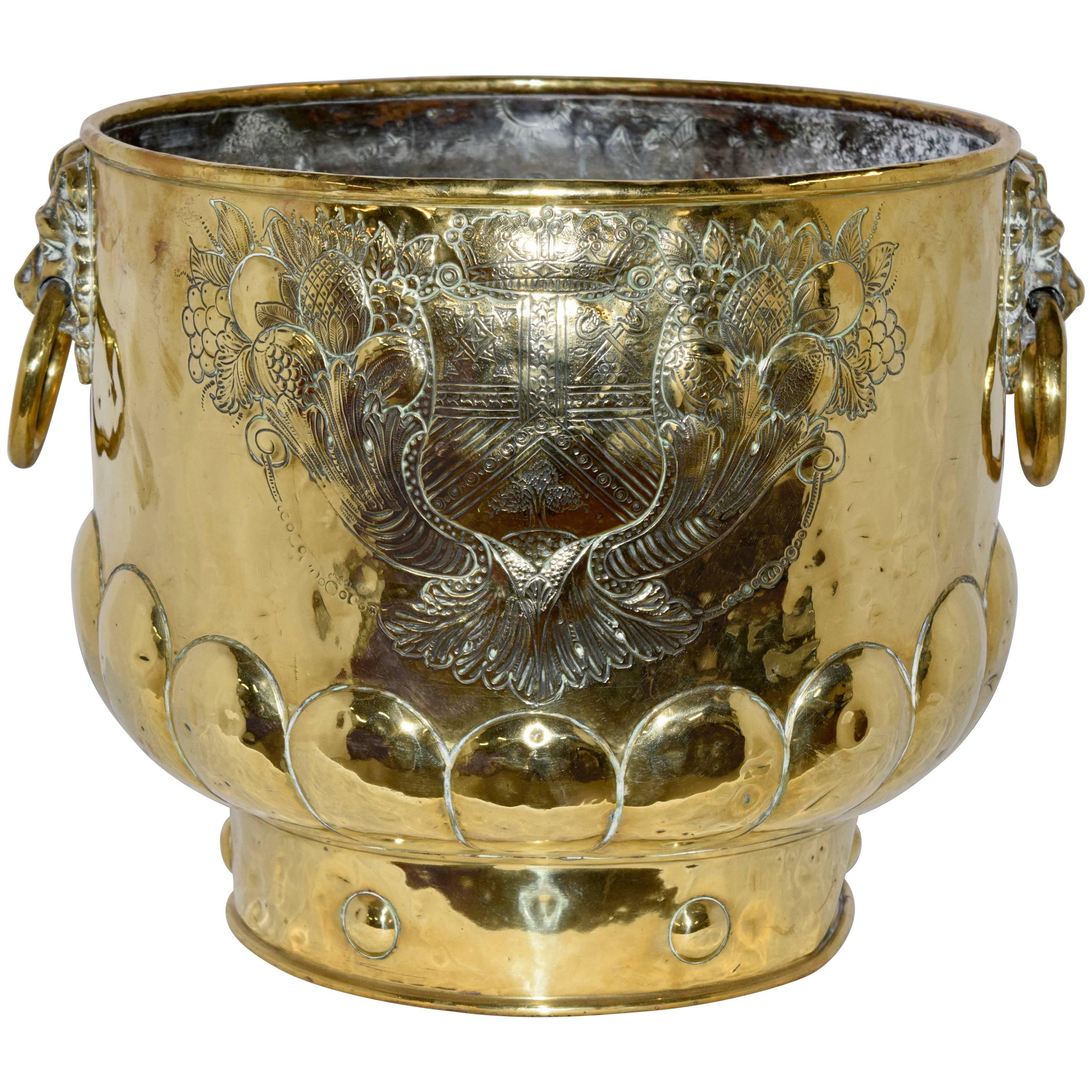 19th Century Dutch Brass Log Bucket at 1stDibs