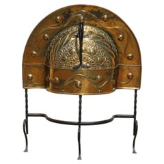 19th Century Dutch Brass & Wrought Iron Curfew Fireplace Hood  Fire Screen