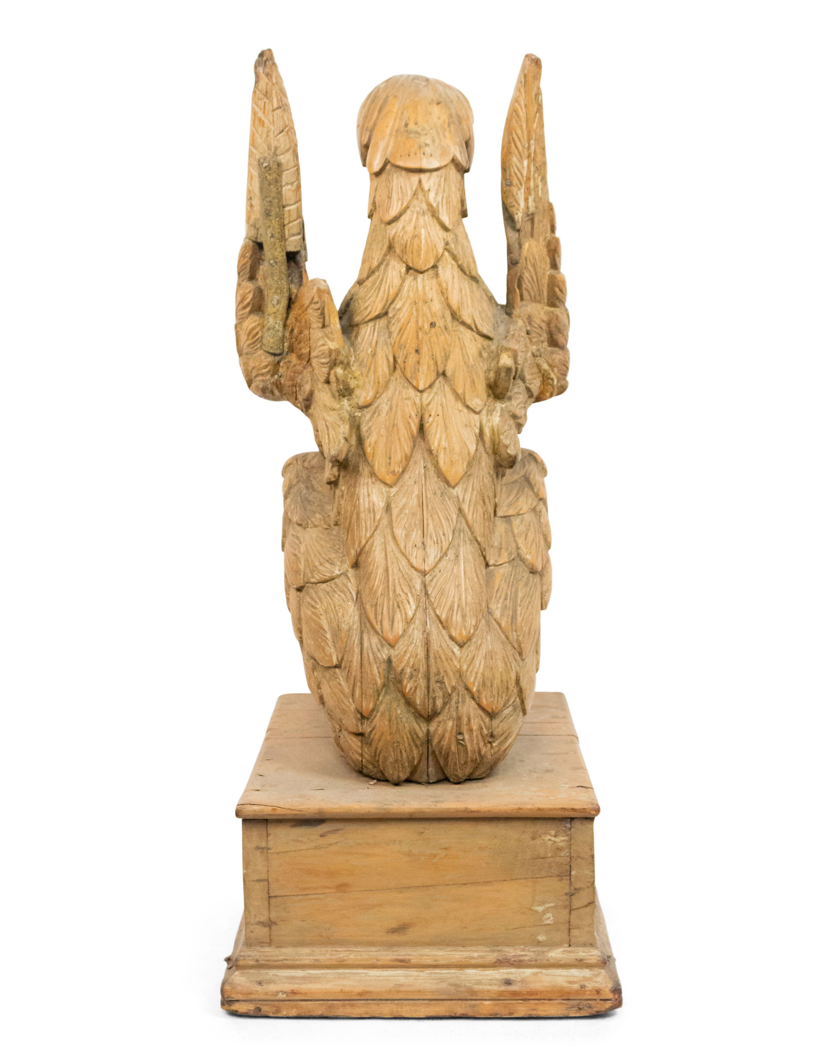 19th Century Dutch Carved Monumental Wood Eagle Figure Seated on a Pedestal For Sale 2