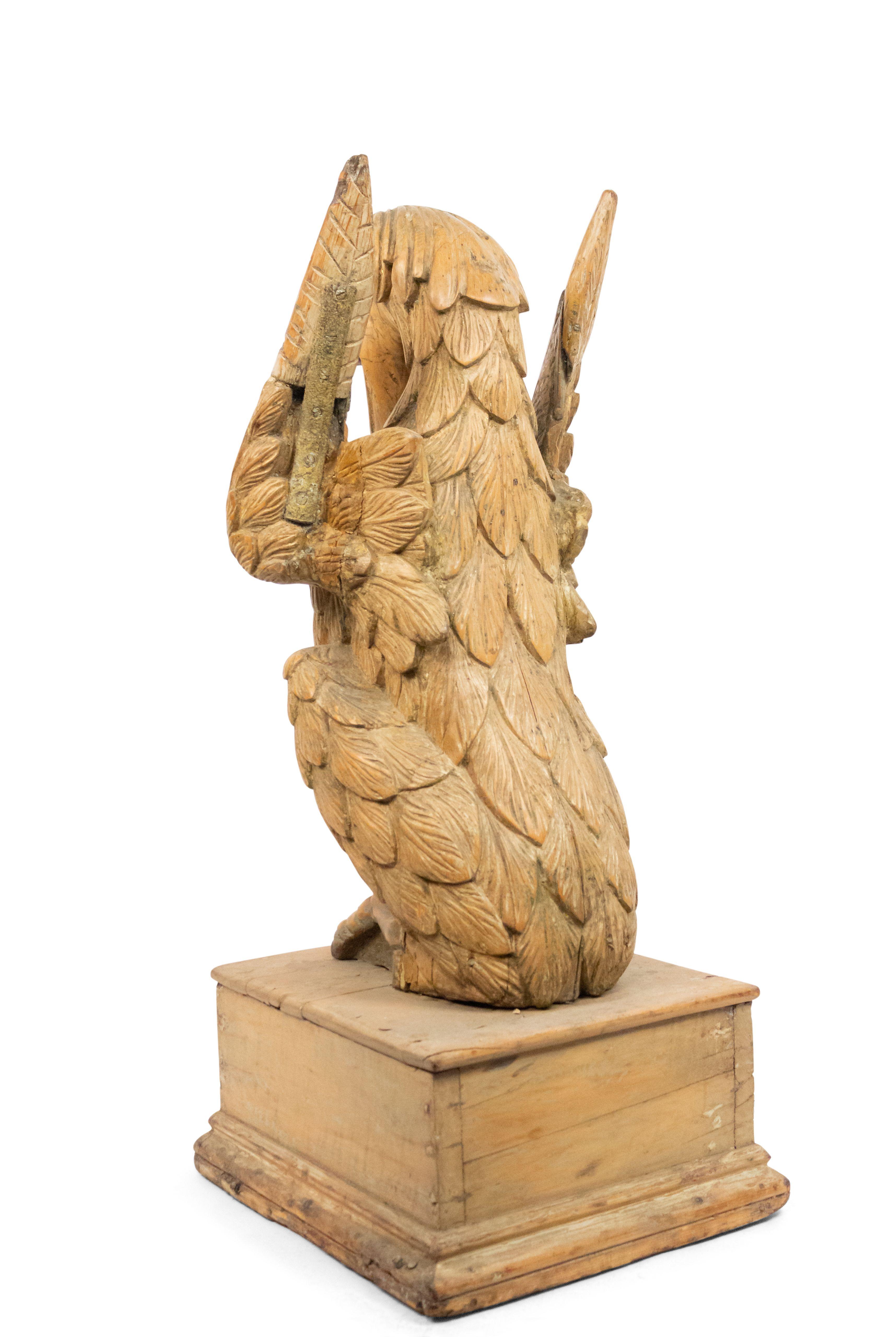 19th Century Dutch Carved Monumental Wood Eagle Figure Seated on a Pedestal For Sale 3