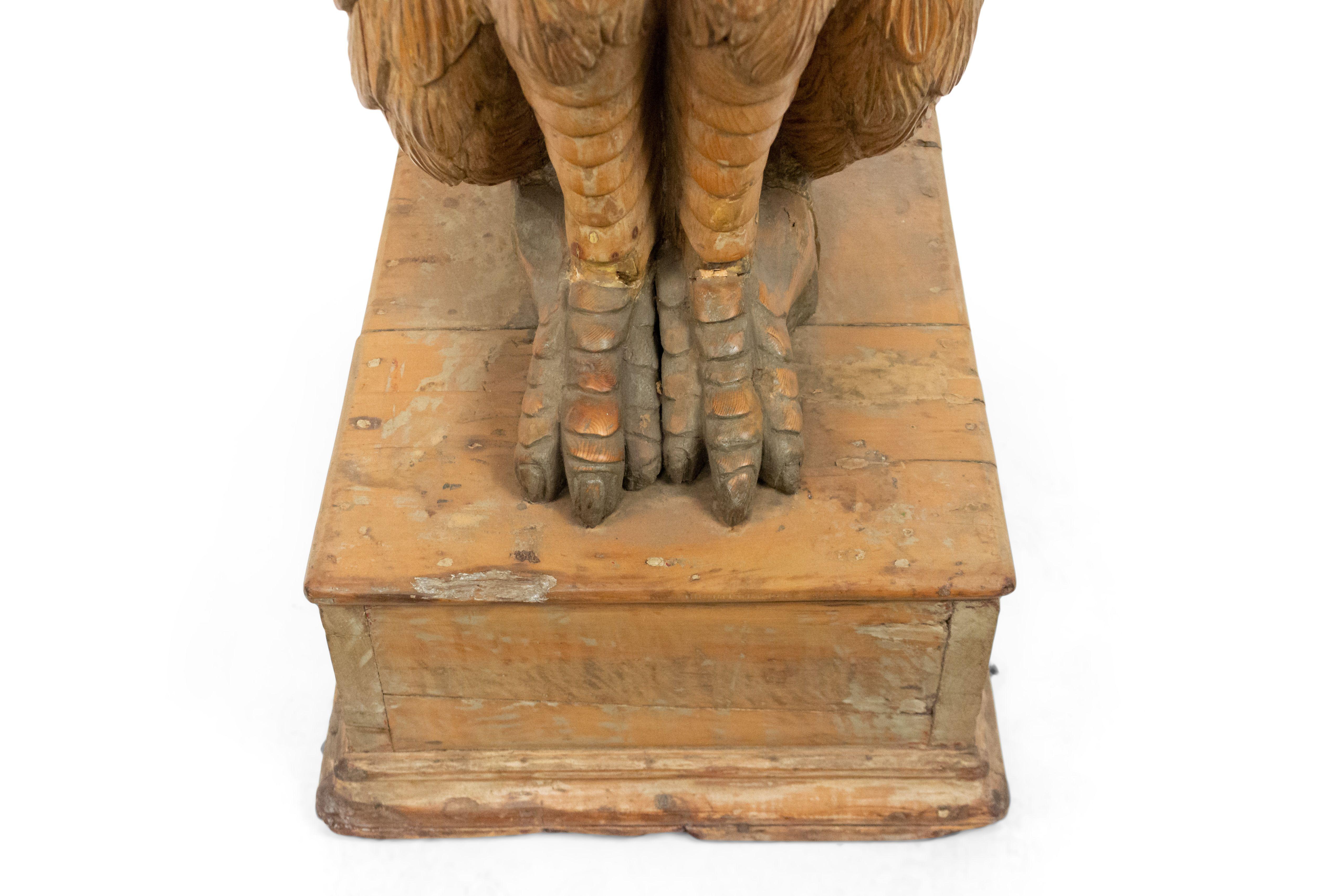 19th Century Dutch Carved Monumental Wood Eagle Figure Seated on a Pedestal For Sale 4