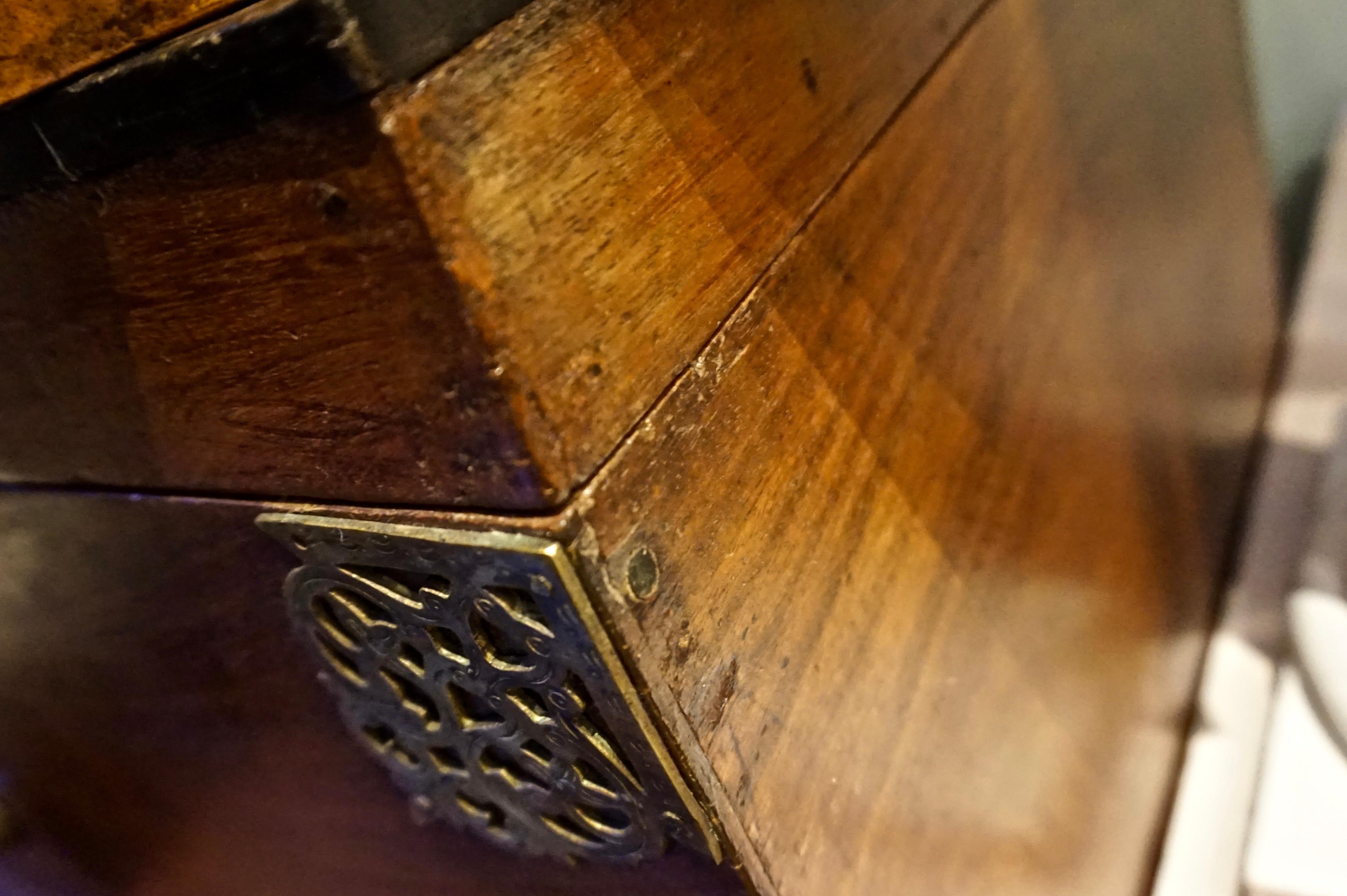 19th Century Dutch Colonial Mahogany Chest on Stand with Brass Hardware and Key For Sale 2