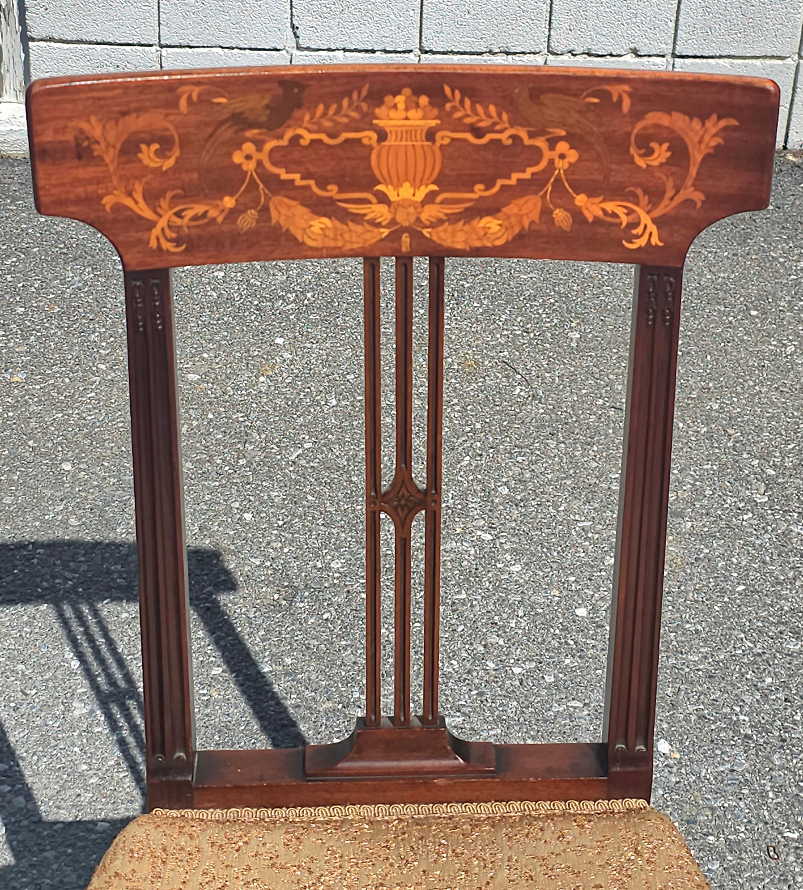 19th Century Dutch Colonial Mahogany Marquetry Side Chair  In Good Condition For Sale In Germantown, MD