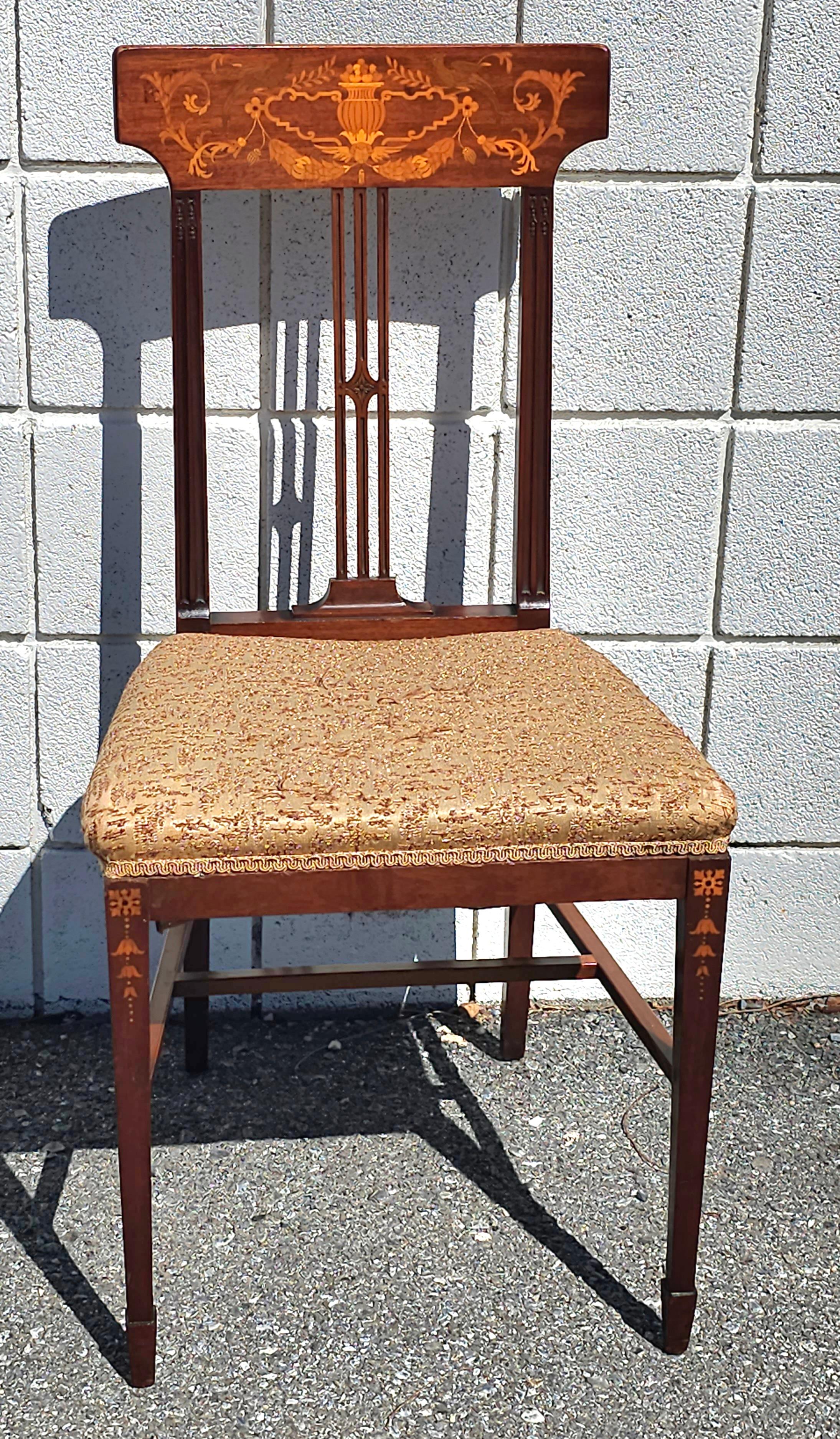 19th Century Dutch Colonial Mahogany Marquetry Side Chair  For Sale 2