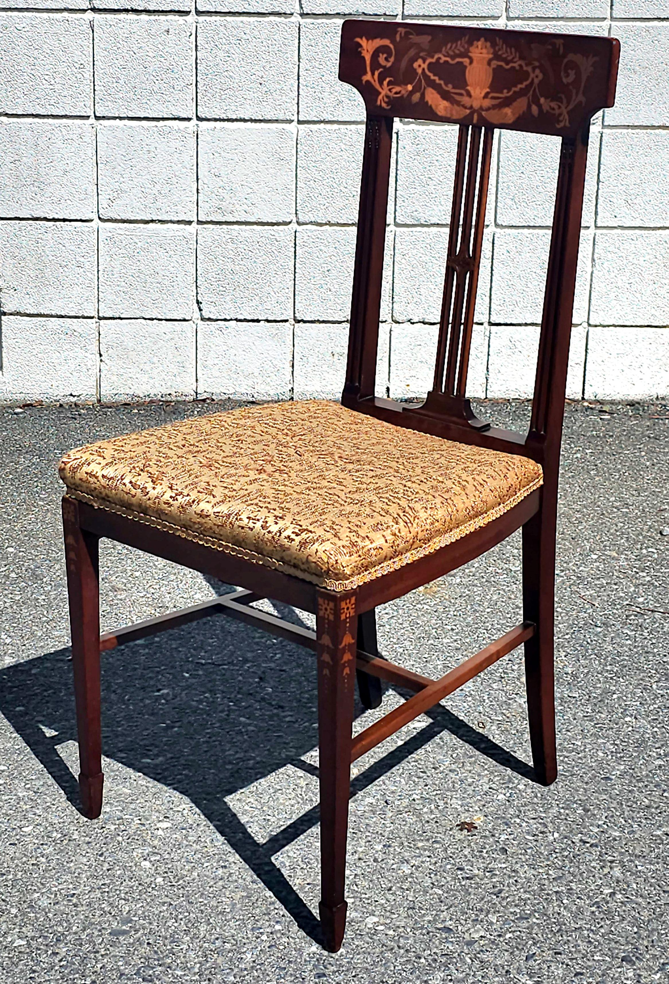 19th Century Dutch Colonial Mahogany Marquetry Side Chair  For Sale 3