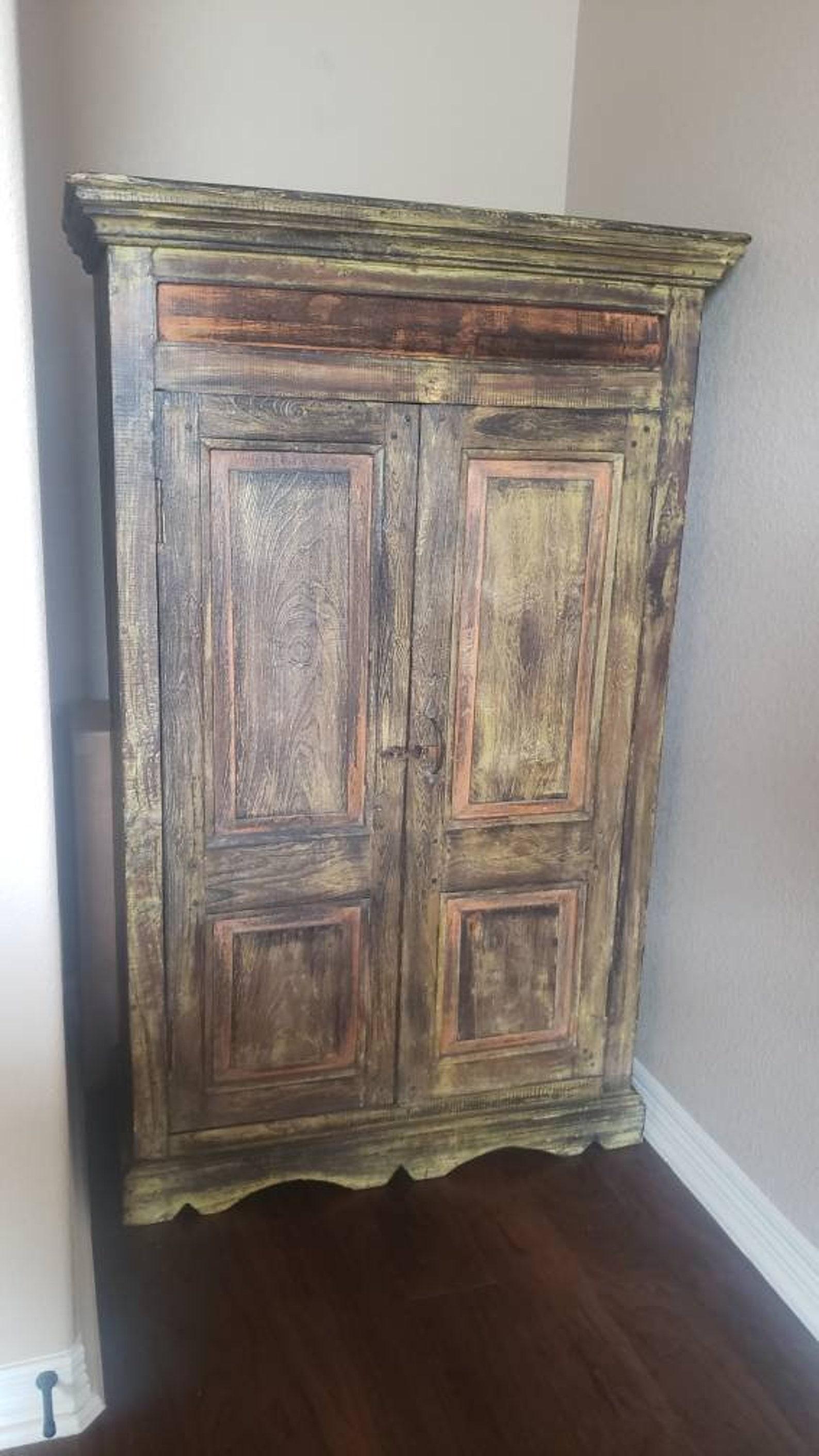 19th Century Dutch Colonial Polychrome Teak Cabinet In Good Condition For Sale In Forney, TX