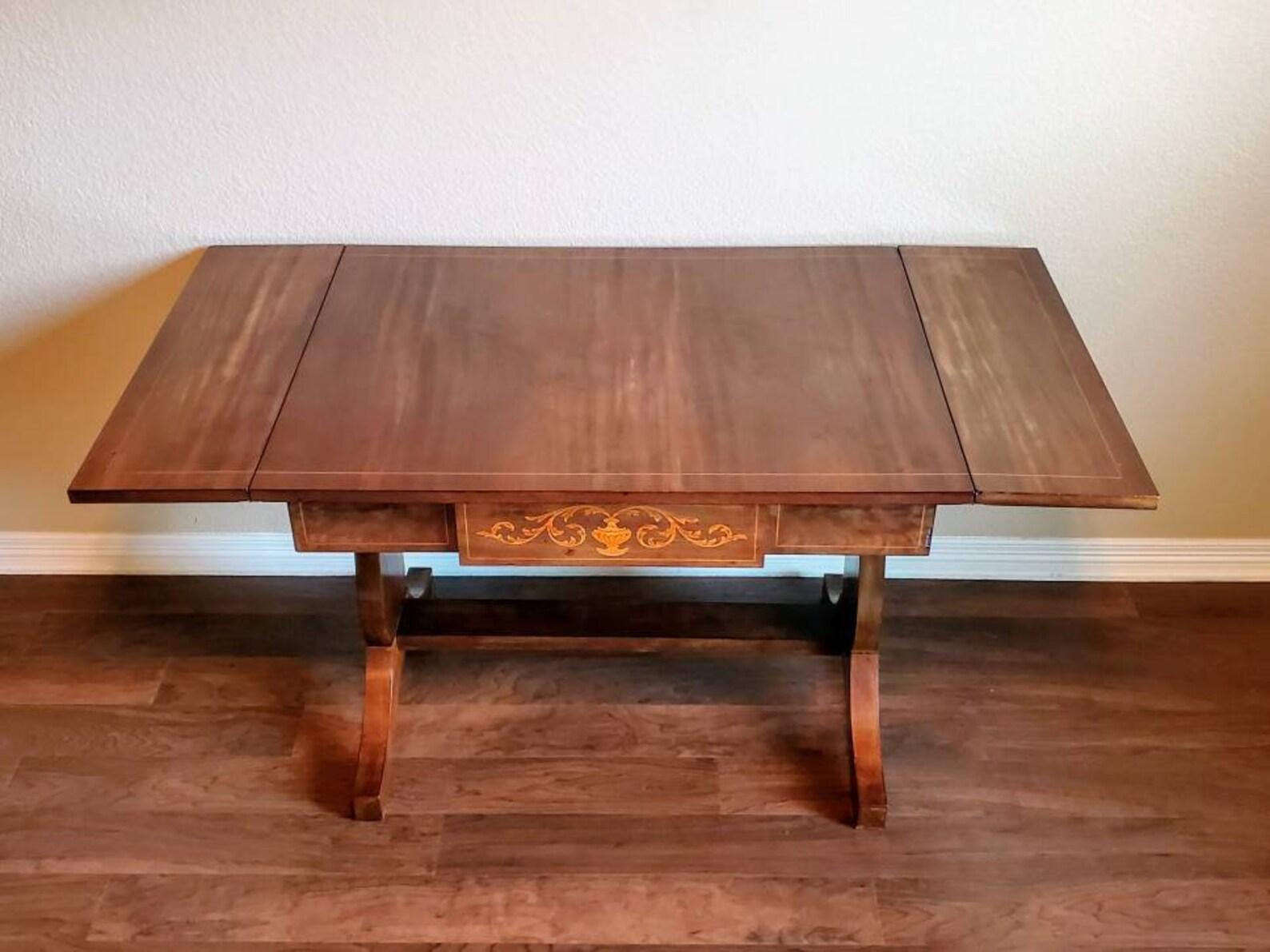 European 19th Century Dutch Continental Rosewood Marquetry Drop-Leaf Table For Sale