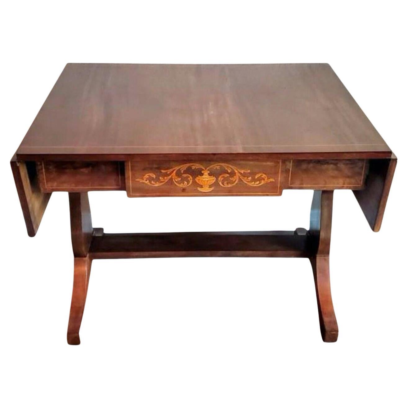 19th Century Dutch Continental Rosewood Marquetry Drop-Leaf Table For Sale
