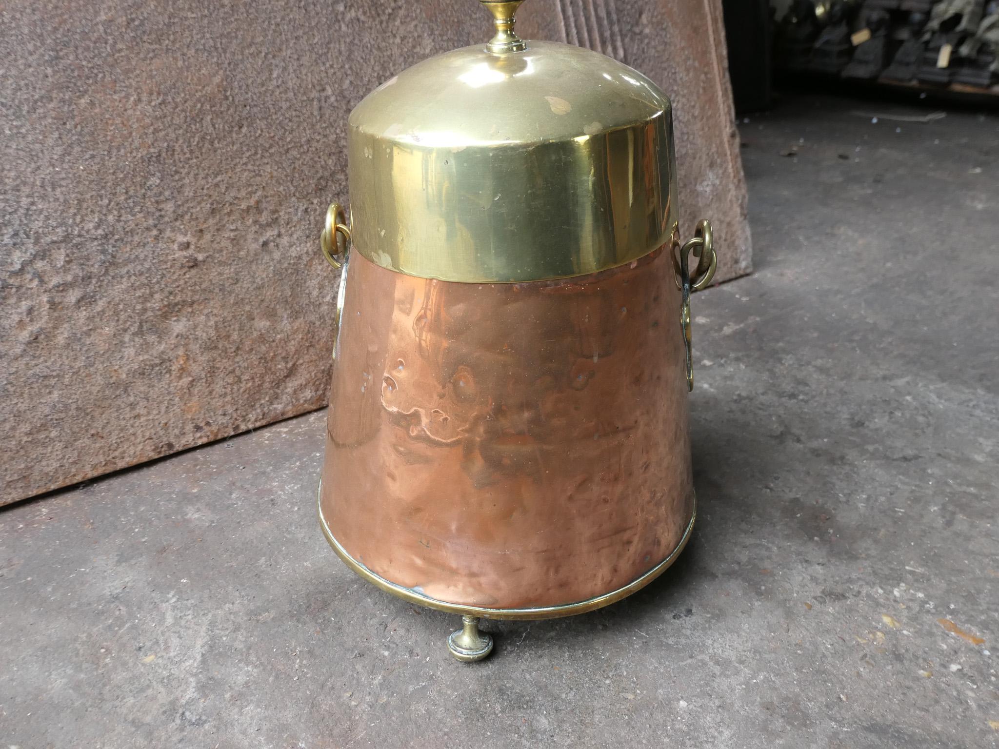 Doofpot hollandais en cuivre et laiton du 19e siècle en vente 2