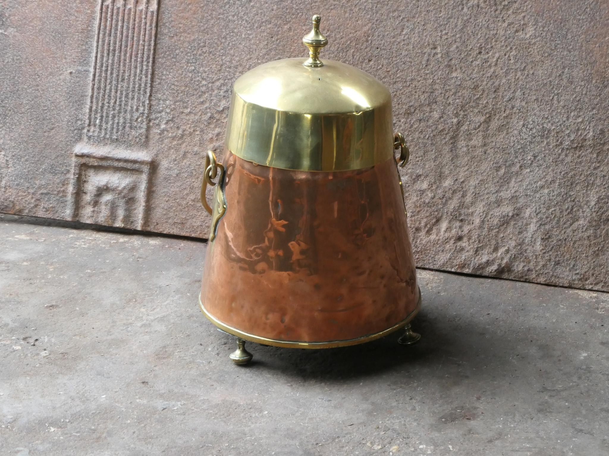 Forged 19th Century Dutch Copper and Brass Doofpot For Sale