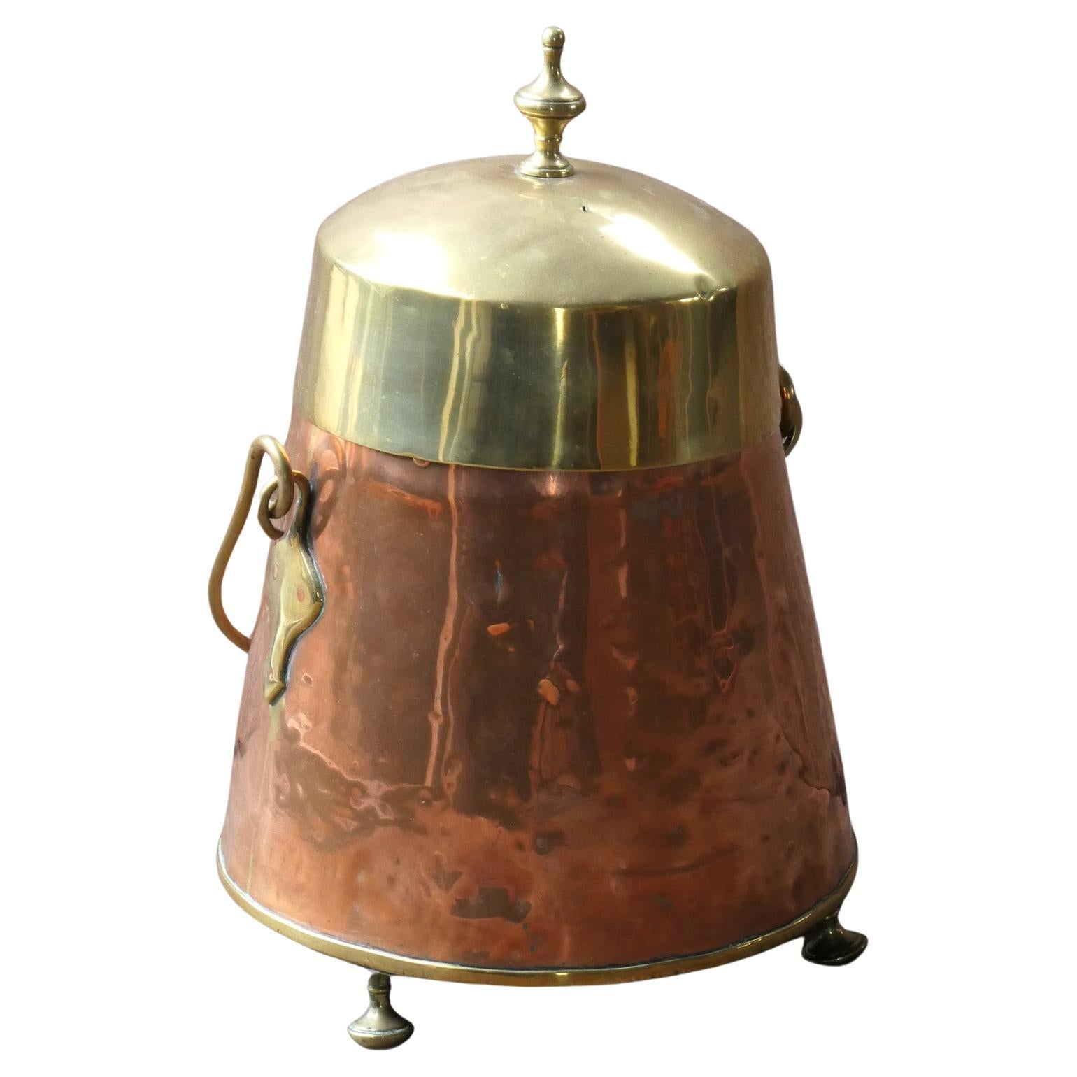 Doofpot hollandais en cuivre et laiton du 19e siècle en vente