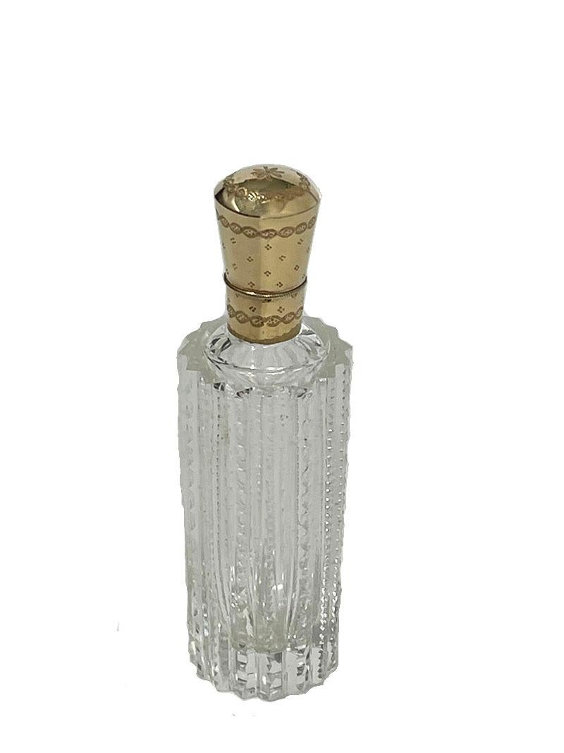 19th Century Dutch Crystal and 14carat Gold Scent or Perfume Bottle For Sale 1