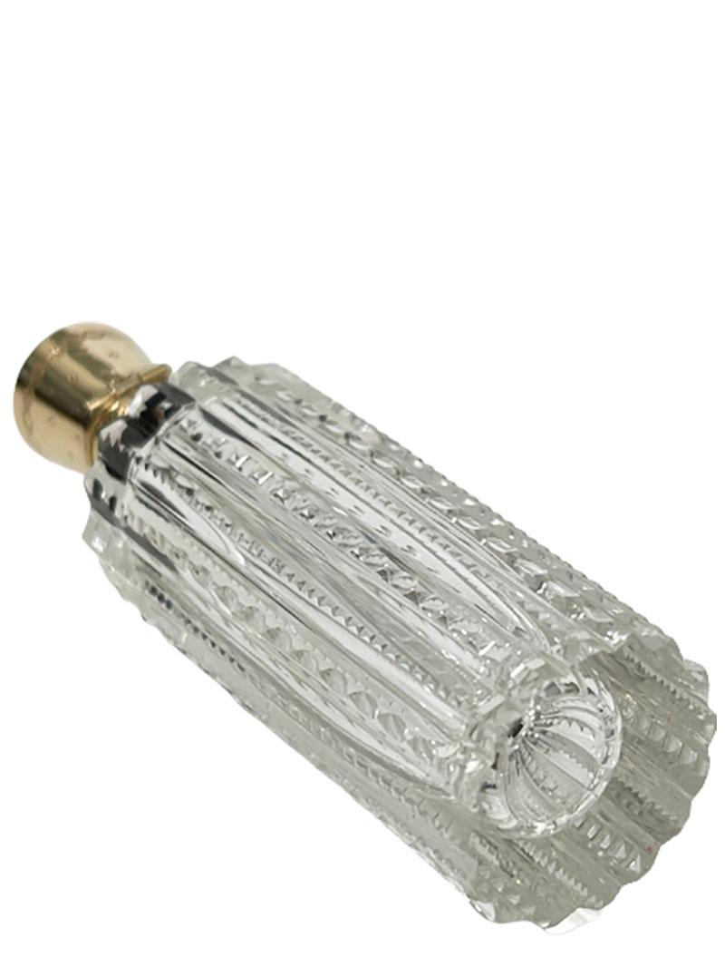 Flacon de parfum ou de parfum en cristal néerlandais et or 14 carats du 19ème siècle en vente 3