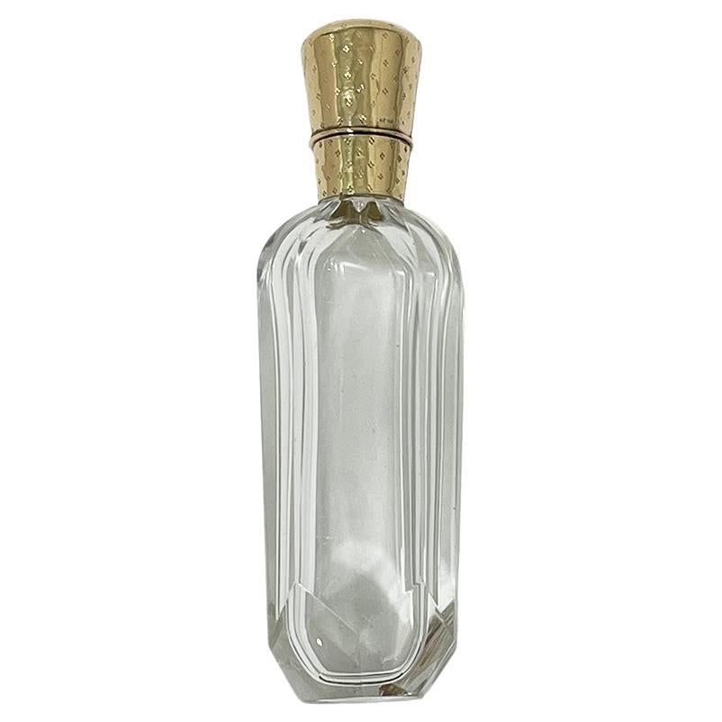 19th Century Dutch crystal and gold perfume bottle by H.A.M. van Tongeren, 1870s