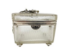 19th-century Dutch crystal tea caddy with silver
