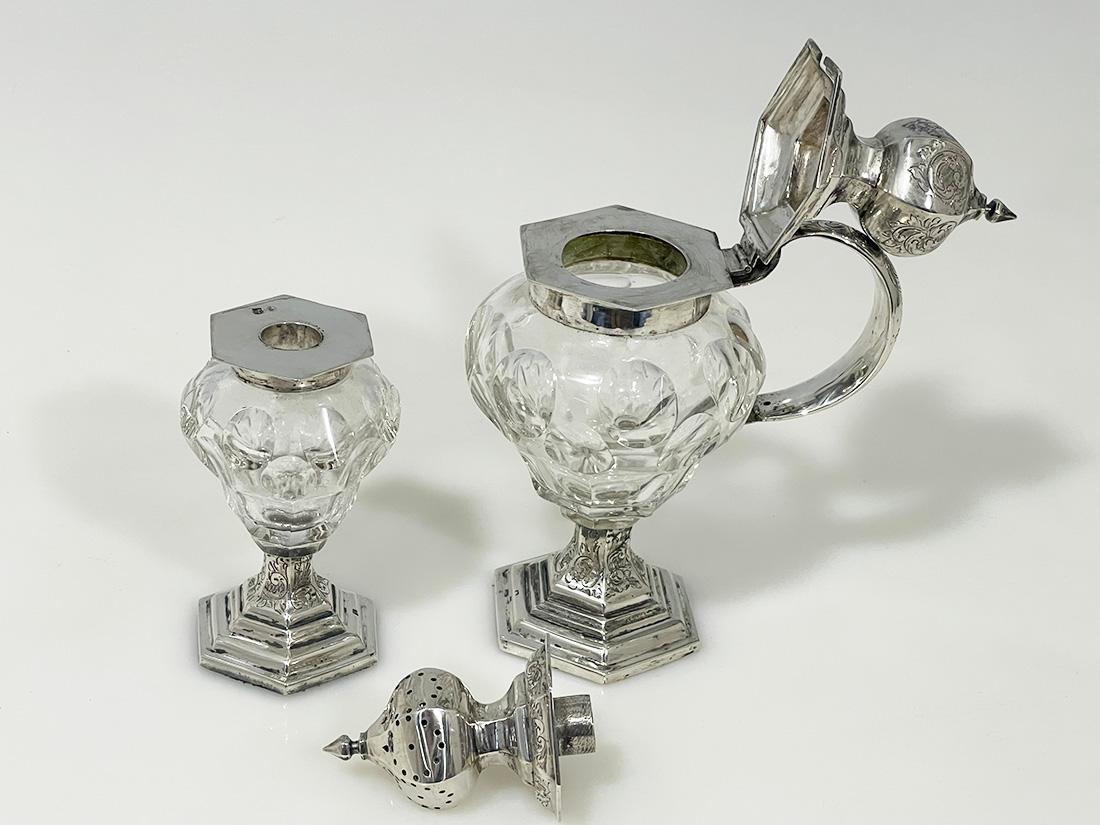 Niederländisches Kristall des 19. Jahrhunderts mit Silberbesteck von Jacobus van Vorst Rotterdam, 1858 im Zustand „Gut“ im Angebot in Delft, NL