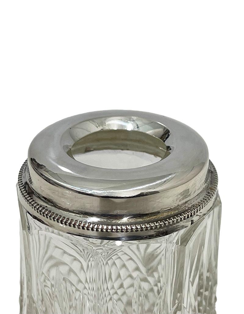 Silver 19th Century Dutch crystal with silver sugar or cacao sifter, ca 1890 For Sale