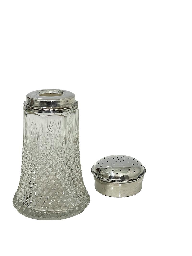 19th Century Dutch crystal with silver sugar or cacao sifter, ca 1890 For Sale 1
