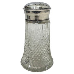 Used 19th Century Dutch crystal with silver sugar or cacao sifter, ca 1890