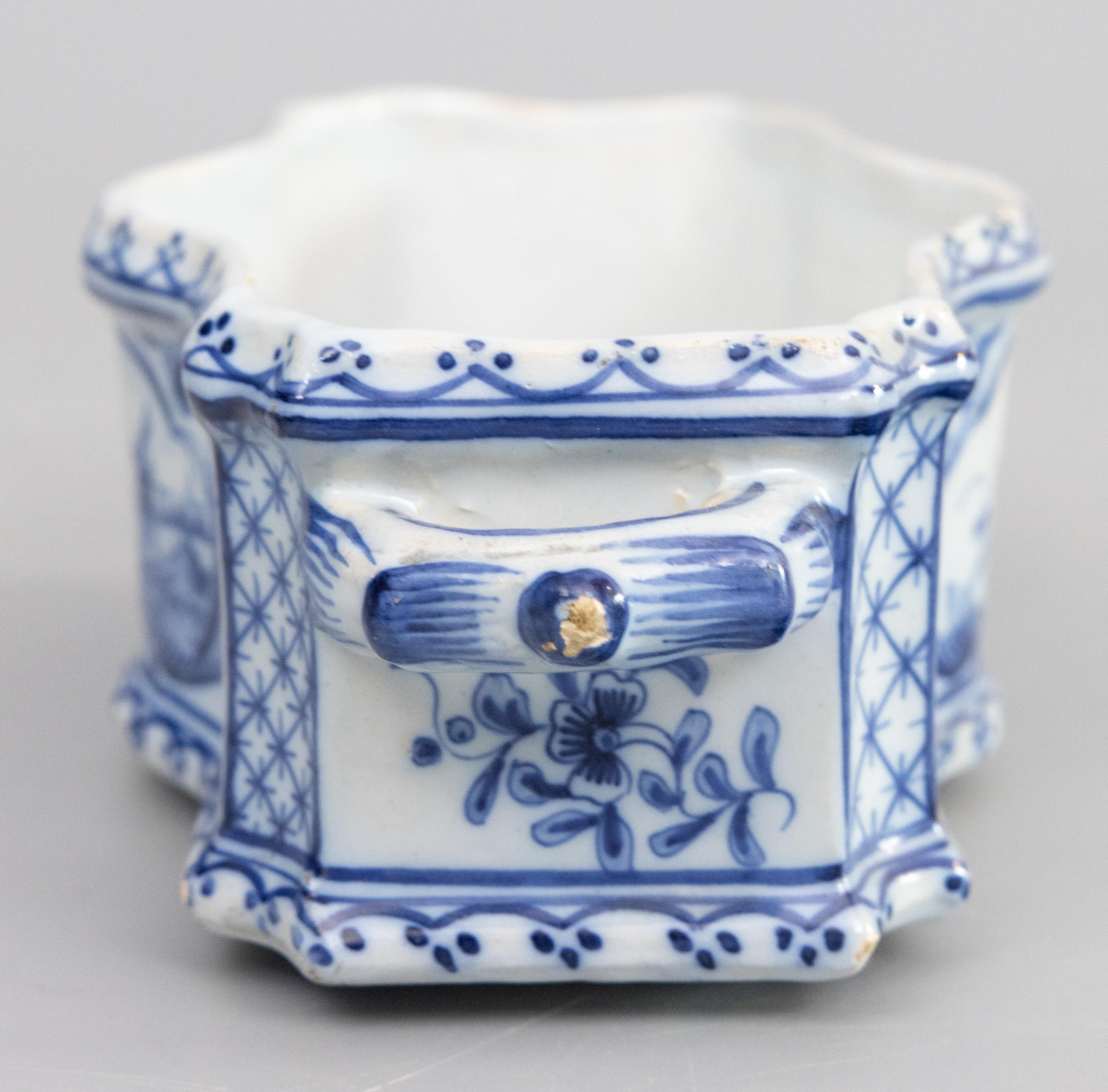 19. Jahrhundert Niederländisch Delft Fayence Floral Jardiniere Cachepot Pflanzer im Zustand „Gut“ im Angebot in Pearland, TX