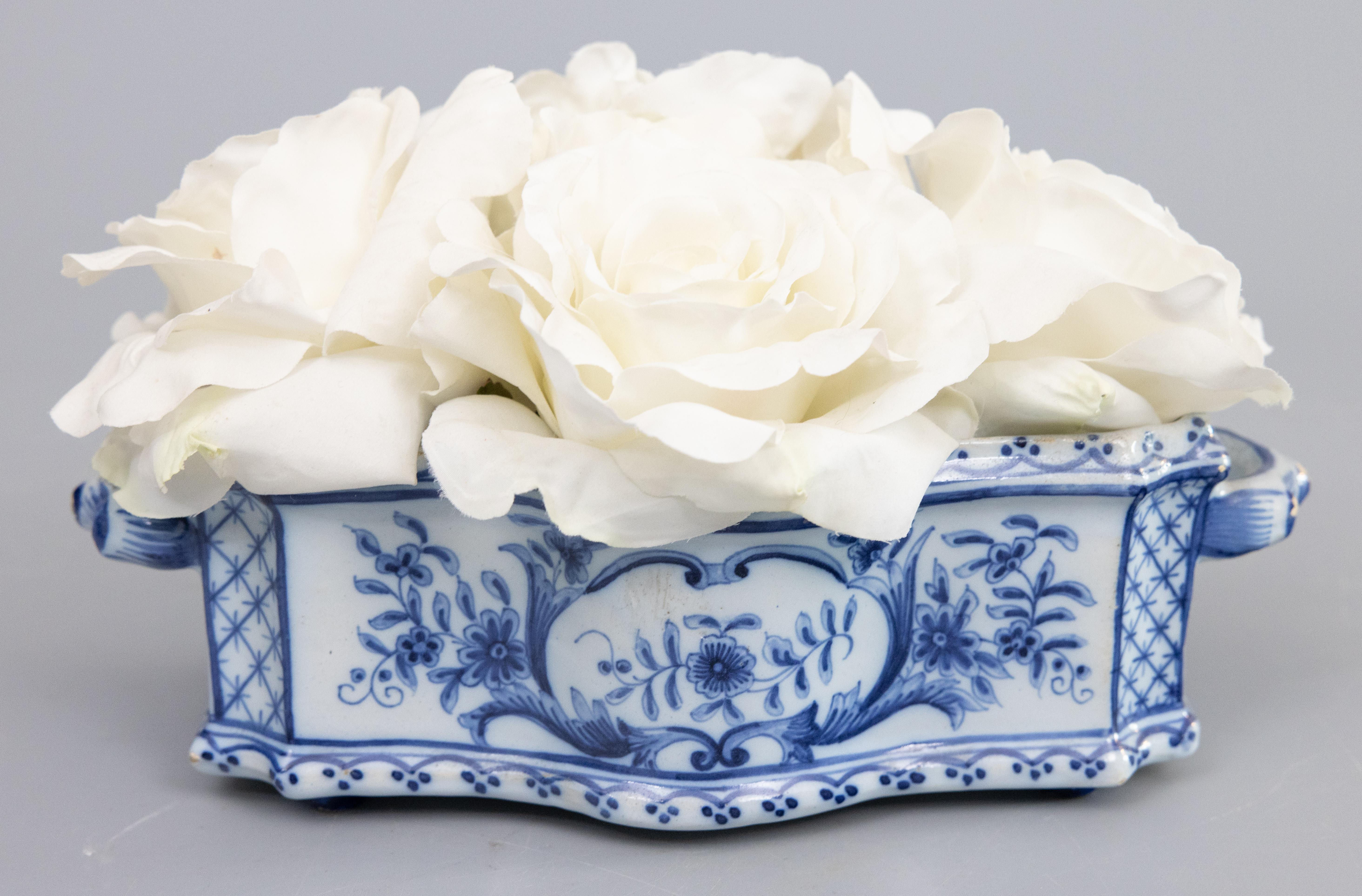 19. Jahrhundert Niederländisch Delft Fayence Floral Jardiniere Cachepot Pflanzer im Angebot 3
