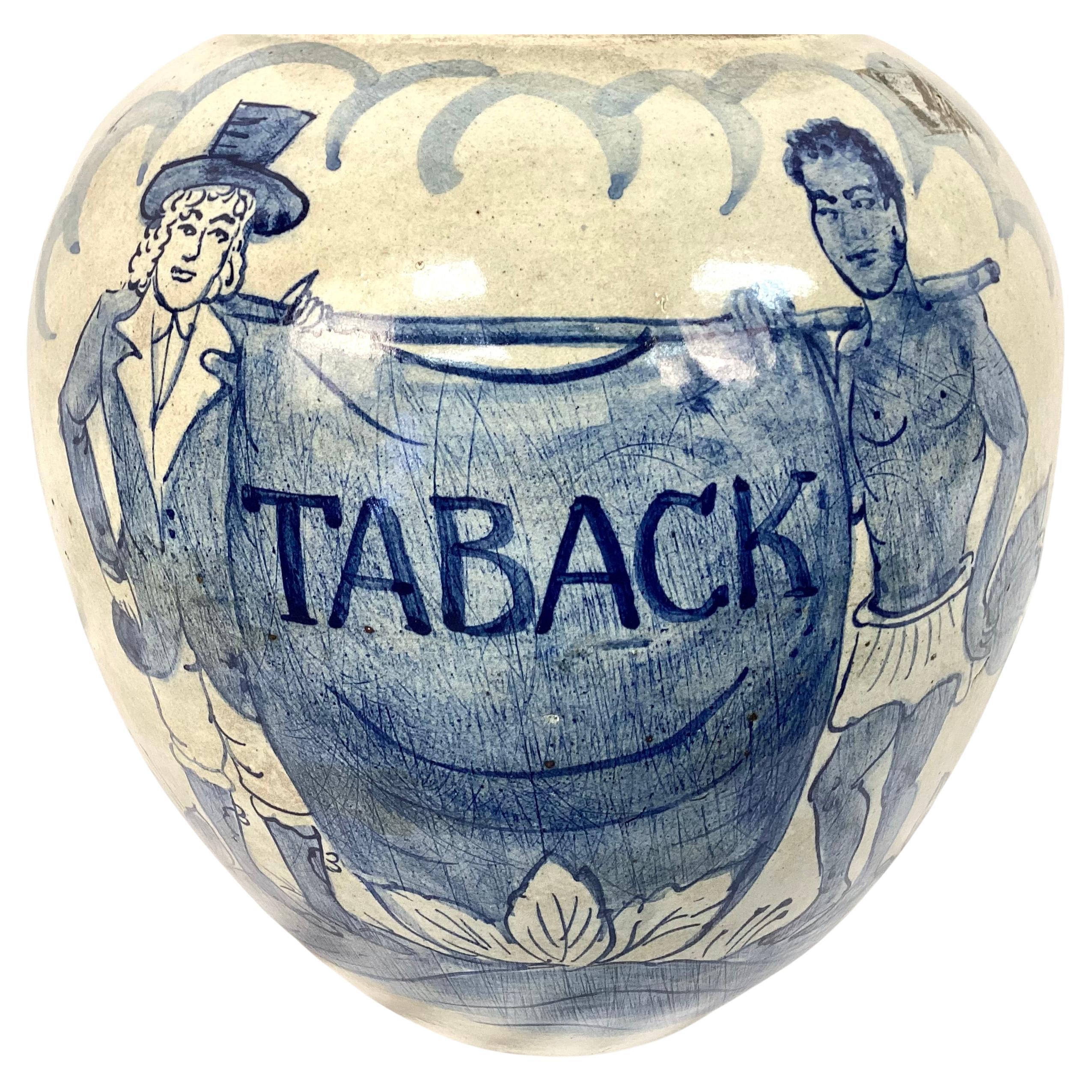 19th Century Dutch Delft Tobacco Jar In Good Condition For Sale In Bradenton, FL