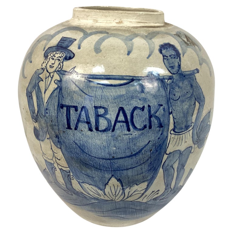 dutch tobacco jar 19th Century Dutch Delft Tobacco Jar For Sale at 1stDibs