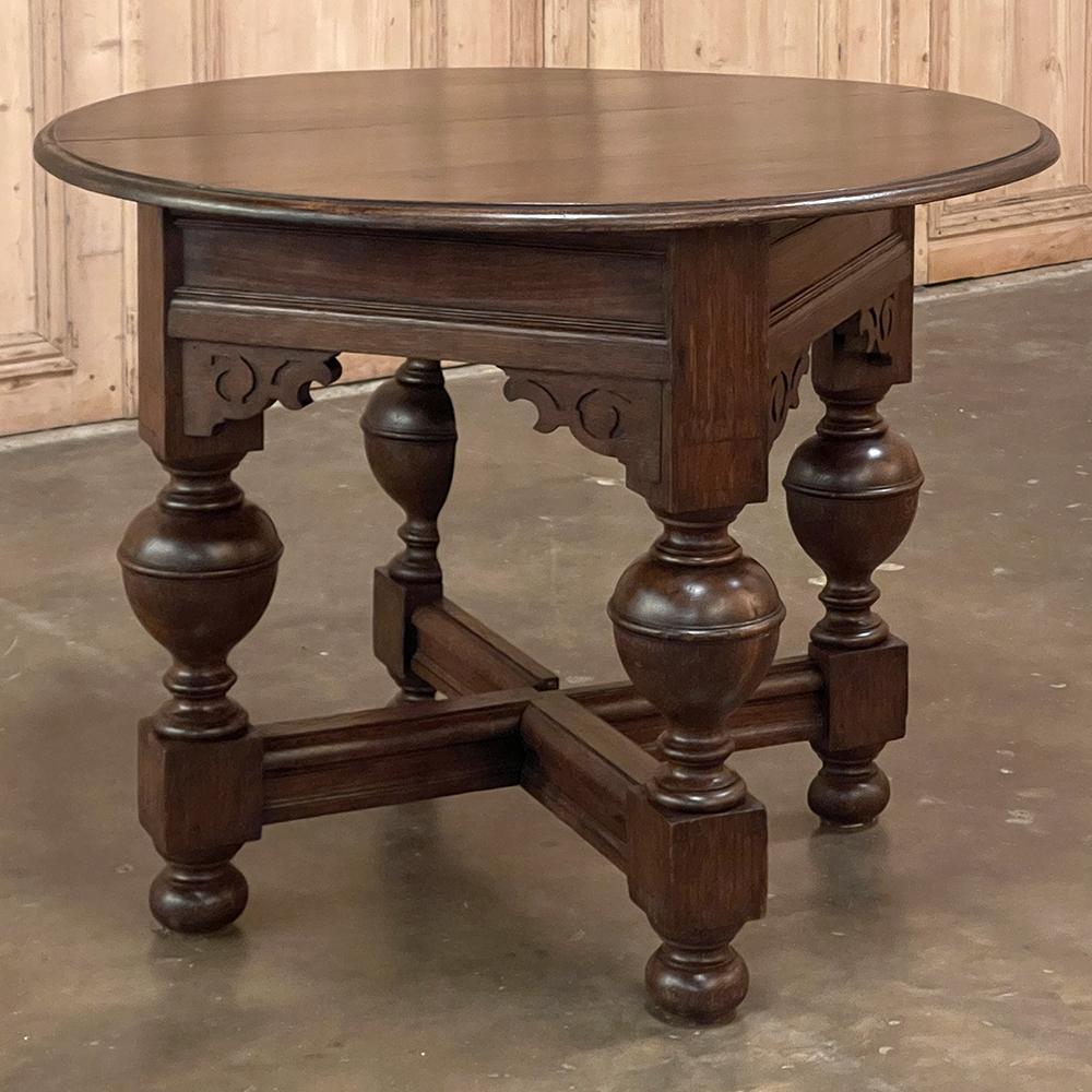 19th Century Dutch drop leaf table ~ demilune console is one of the more unusual tables we've carried in the past three decades! Hand-crafted from solid planks and turned from solid timbers of old growth oak, its design features a single leaf that