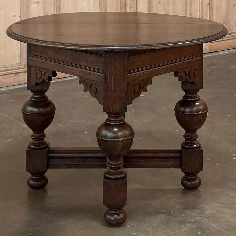 Hand-Crafted 19th Century Dutch Drop Leaf Table, Demilune Console For Sale