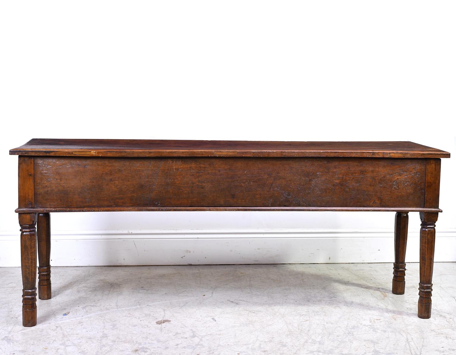 Indonesian 19th Century Dutch East Indies Farmhouse Table or Sideboard in Teak with Drawers