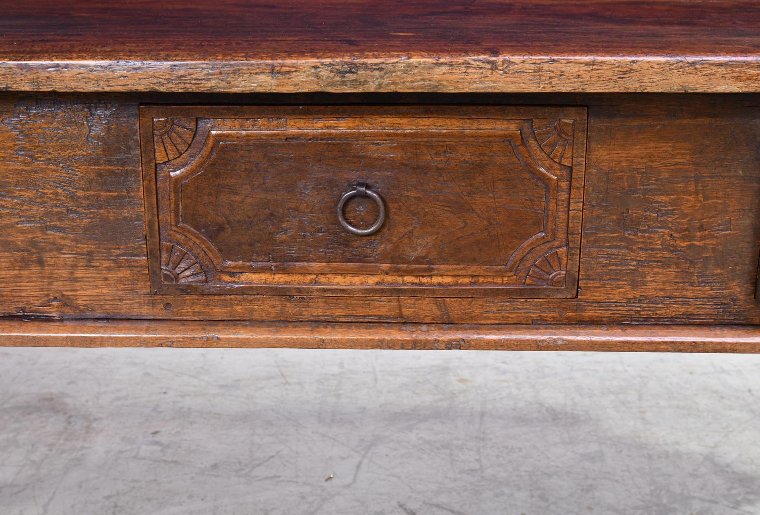 19th Century Dutch East Indies Farmhouse Table or Sideboard in Teak with Drawers 1
