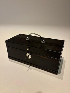 19th Century Dutch Ebony Box With Silver Mounts and Hinges
