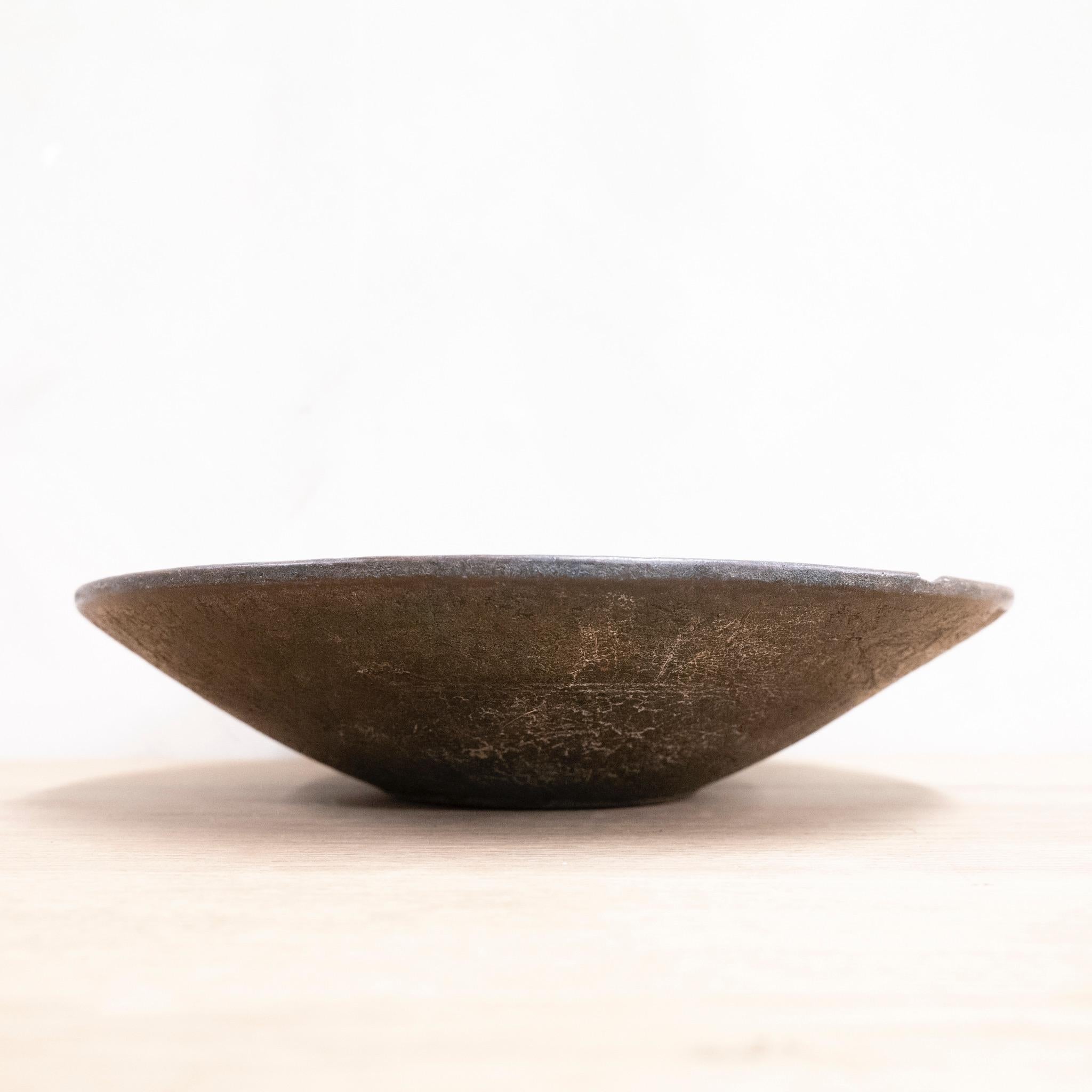 Carved 19th Century Dutch Elm, Hand Turned Bowl, Original Paint For Sale