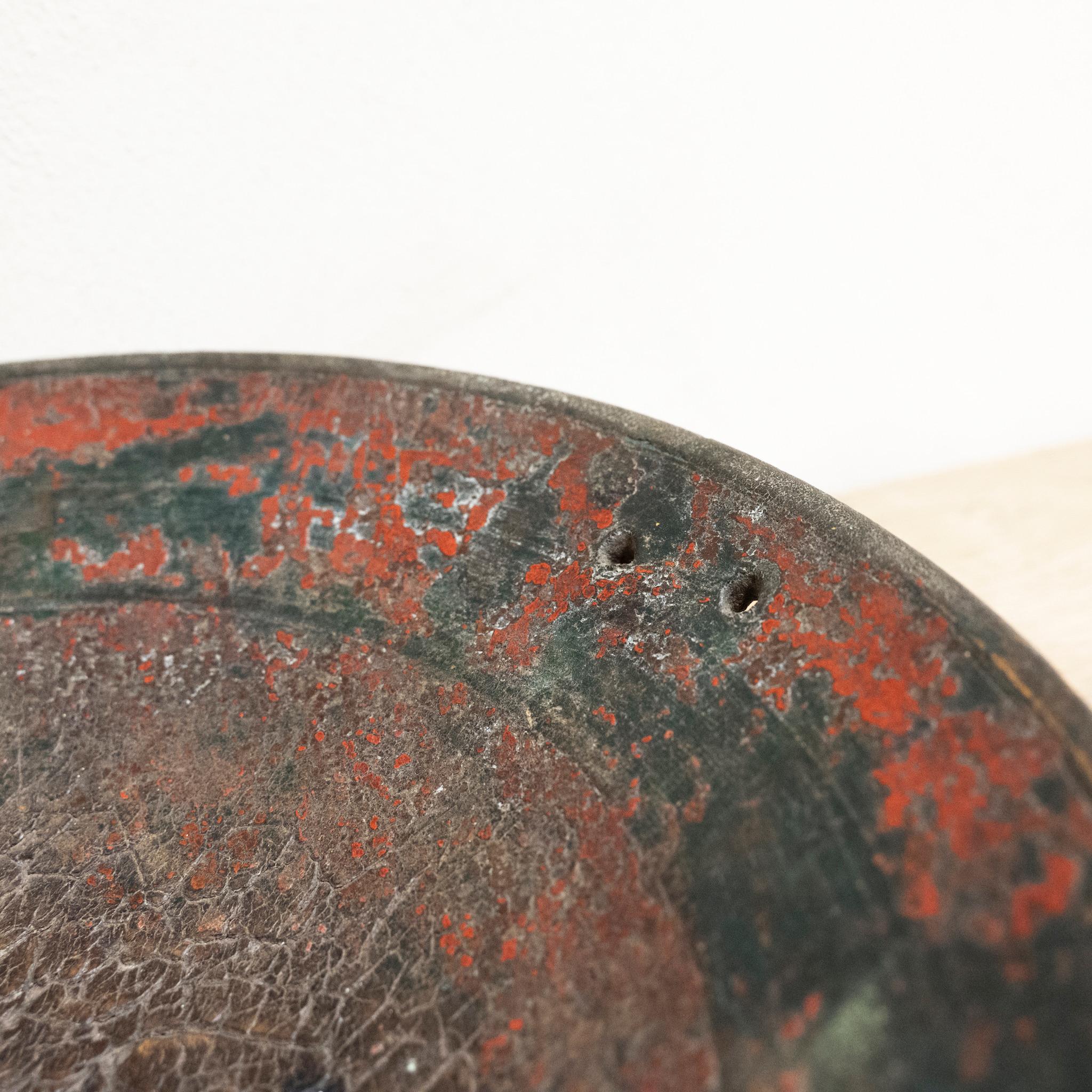 19th Century Dutch Elm, Hand Turned Bowl, Original Paint In Good Condition For Sale In Southampton, GB