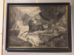 19th Century Dutch Equestrian Grisaille Painting Signed and Dated 1864
