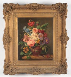 19th Century Dutch Renaissance Flower Still-Life Oil Painting - A. de Steenbault