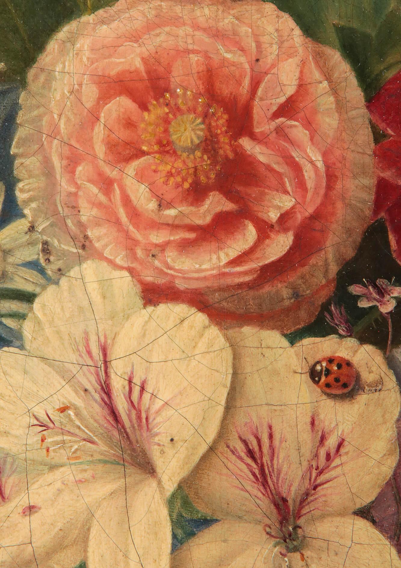 19th Century Dutch Renaissance Flower Still-Life Oil Painting - A. de Steenbault In Good Condition In Casteren, Noord-Brabant