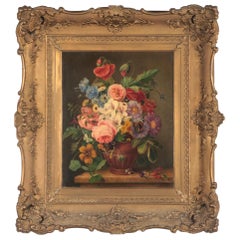 19th Century Dutch Renaissance Flower Still-Life Oil Painting - A. de Steenbault