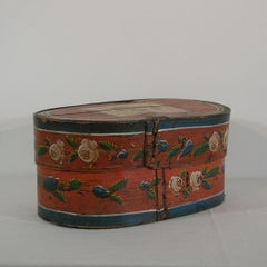 19th Century Dutch Folk Art Painted Bentwood Box