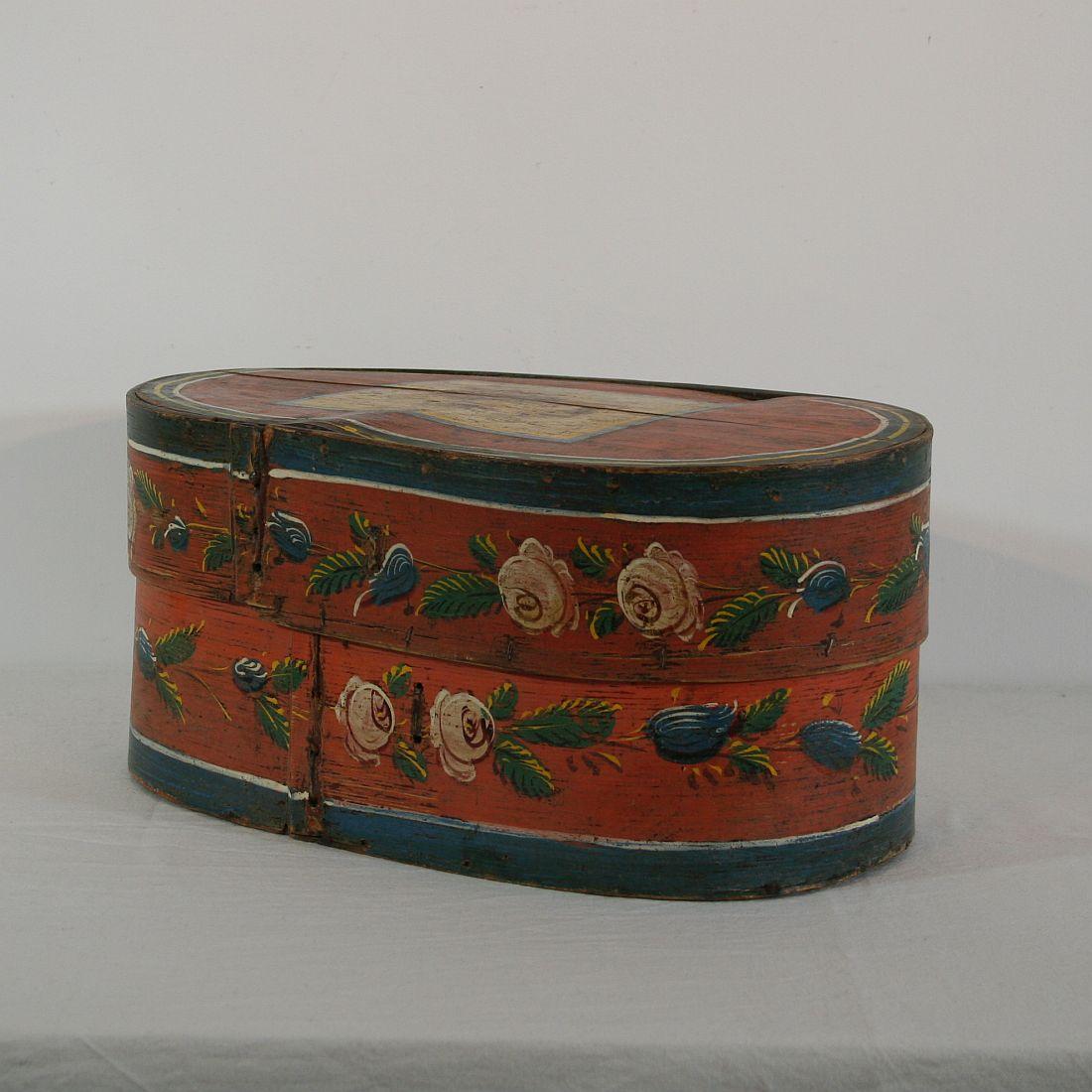 Hand-Crafted 19th Century Dutch Folk Art Painted Bentwood Box